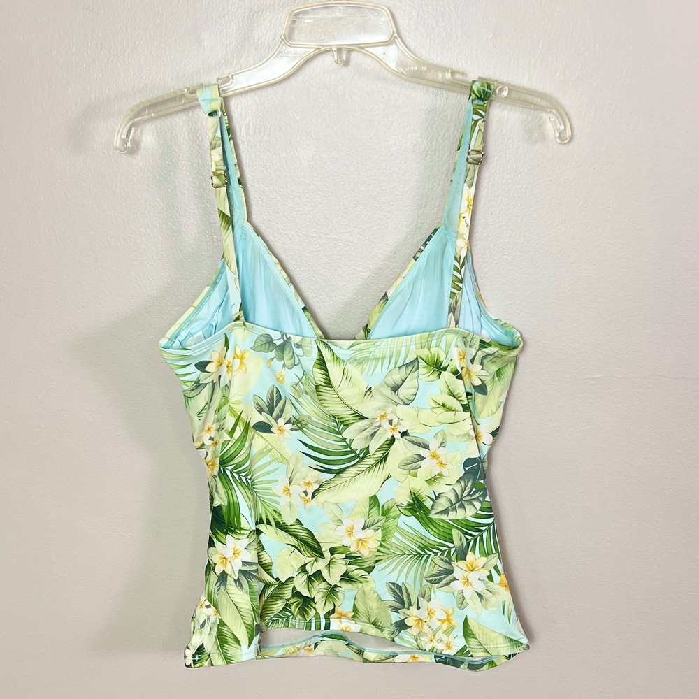 Tommy Bahama Tankini Top Large Green Tropical Floral Underwire Twist Front - Picture 2 of 10